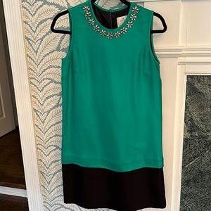 Kate spade festive dress in green with rhinestone collar